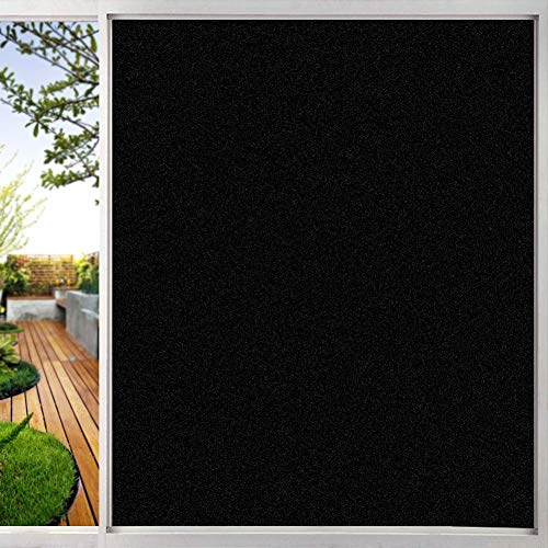 TTMOW Vinilo Adhesivo Negro para Ventana Cristal Bloquear 100% del Luz Película para Ventana Láminas Electrostaticas, Control de Calor y Anti UV, 44 x 200 cm