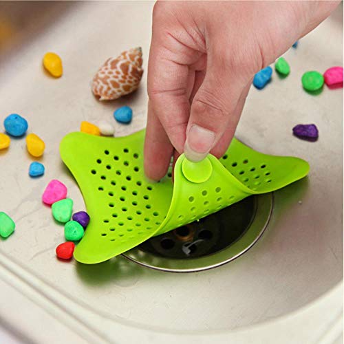 TTYAC 2019 Cocina Silicona Filtro de colador de Estrella de Cinco Puntas Filtro de baño ventosas desagües de Ducha Ducha alcantarilla Filtro coladores, Blanco, Francia