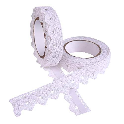 TUPARKA Cinta de encaje autoadhesiva Cinta de encaje de algodón blanco Recorte Tarjeta de Scrapbooking Fabricación de suministros Decoraciones vintage (blanco)