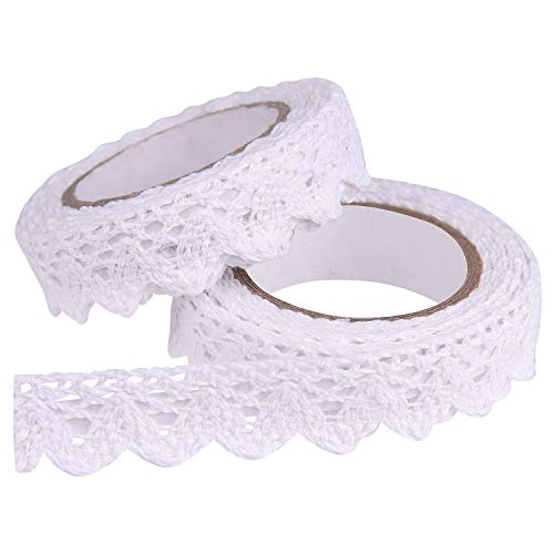 TUPARKA Cinta de encaje autoadhesiva Cinta de encaje de algodón blanco Recorte Tarjeta de Scrapbooking Fabricación de suministros Decoraciones vintage (blanco)