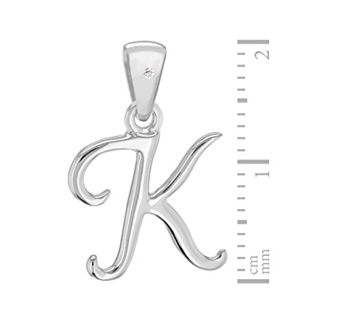 Tuscany Silver 8.44.7524 Cadena con colgante de plata, diamante (0.04), 46 cm, Letra K