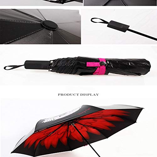 TWSJHGFV Originalidad Agua Decoloración Labios Paraguas Negro Protector Solar también Parasol Tres fracturas Sombrilla Plegado Paraguas Soleado, Rojo