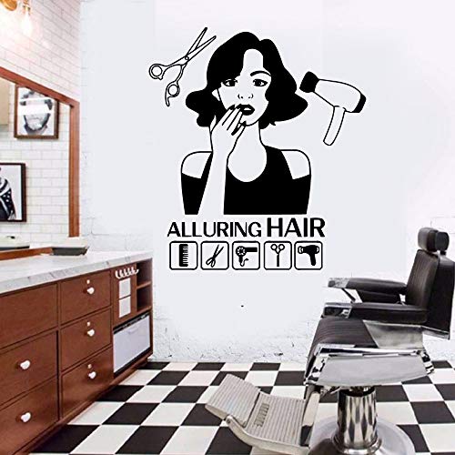 TYLPK Barber Shop Etiqueta de la pared Decoración decorativa de la pared del hogar Pvc Decoración de la pared Etiqueta del arte Mural Vinilo Papel pintado decorativo del hogar Gris M 43cm X 48cm