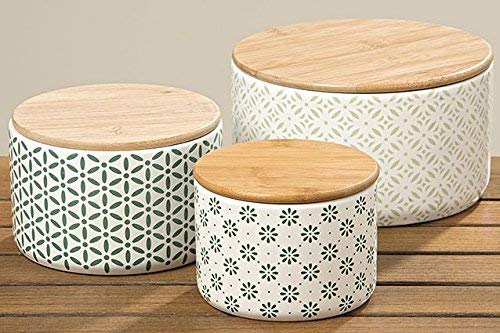 Unbekannt Juego de 3 Botes Tarros de Loza para Almacenamiento Decoracion Cocina Altura Entre 8-10 cm