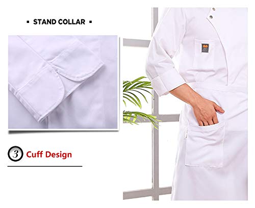 Unisexo Cocina Uniformes de Chef Manga Larga Chaquetas De Chef Panadería Servicio de Hotel Outfit,XXXL
