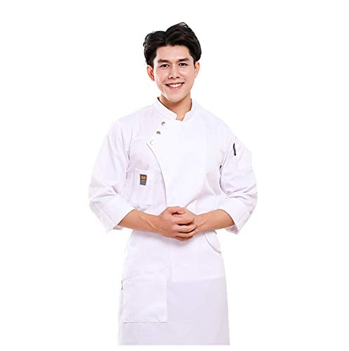 Unisexo Cocina Uniformes de Chef Manga Larga Chaquetas De Chef Panadería Servicio de Hotel Outfit,XXXL