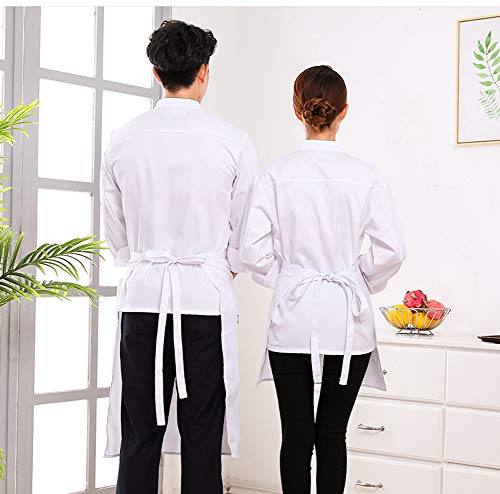 Unisexo Cocina Uniformes de Chef Manga Larga Chaquetas De Chef Panadería Servicio de Hotel Outfit,XXXL