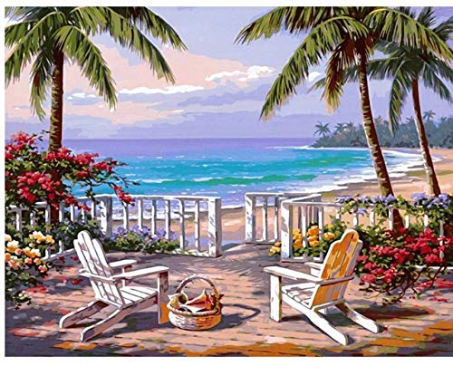 Vacaciones Cocolar Mar Paisaje Marino Pintura Diy Digital Por Números Arte de la Pared Moderna Pintura de la Lona Regalo Único Decoración Para El Hogar 40X50 CM,Sin marco,I