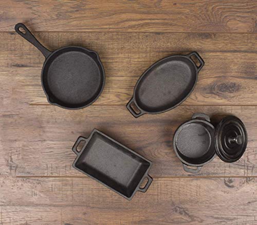 Valiant FIR554 Juego de Utensilios de Cocina de Hierro Fundido en Miniatura de 4 Piezas, Negro, 4-Piece