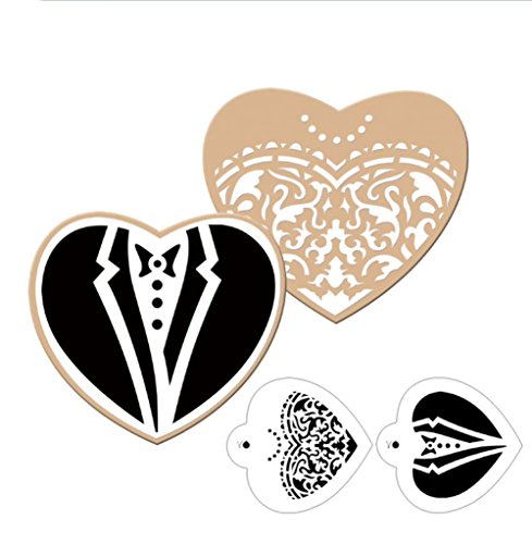 VALINK - 3 plantillas para galletas con forma de novio para novia, cortadores de galletas, moldes para hornear galletas y azúcar para decoración de bodas