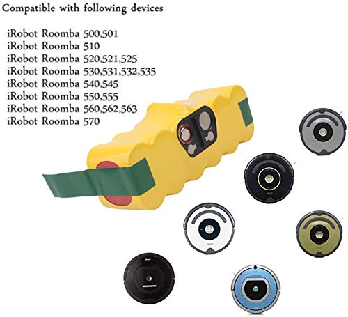 VANON - Batería de repuesto para iRobot Roomba 500, 600, 700, 800, R3, irobot 700, 605, 621, 880, 785, 500, 510, 520, 581 y 450 (4500 mAh, Ni-MH, 14,4 V)