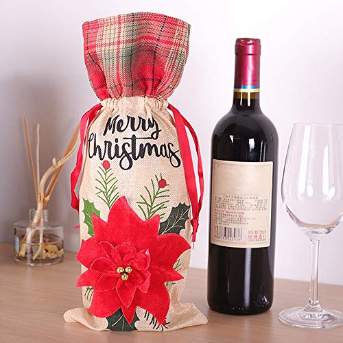 Vaorwne 2 Piezas de Cubierta de Botella de Vino de Navidad para Decoraciones de Mesa de Fiesta de Degustación de Vinos de Cena de Navidad