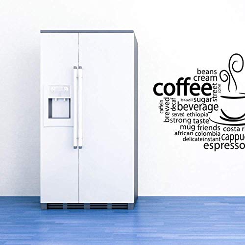 Varios Tipos De Café Etiqueta De La Pared Cocina Café Decoración Espresso Leche Vinilo Calcomanía Taza De Café Extraíble Arte De La Pared Murales 67X42 Cm