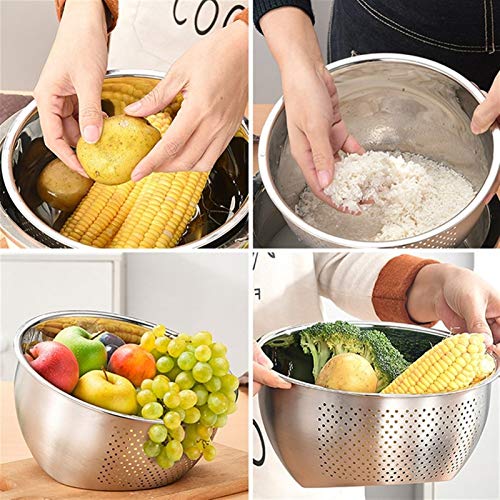 Vaso Del Filtro Colador, Comida Gruesa Filtro De Acero Inoxidable 304, Desagüe De La Casa Verduras Cuenca Cuenca Del Paquete Muy adecuado para el drenaje de las pastas, verdur (Color : Silver)