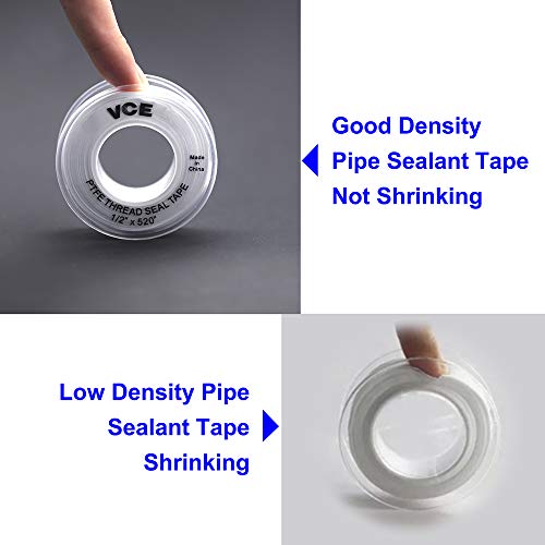 VCE 2 Unidades Cinta PTFE de Rosca Cinta Selladora teflón de Tubería Impermeable para Plomería,Grifo, 12 mm x 13 m