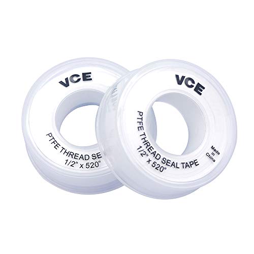 VCE 2 Unidades Cinta PTFE de Rosca Cinta Selladora teflón de Tubería Impermeable para Plomería,Grifo, 12 mm x 13 m