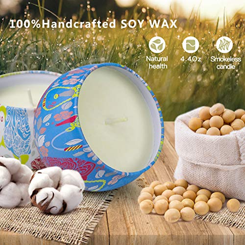 Velas Aromaticas, Cera de Soja Natural, Velas Perfumadas Regalos para Mujer, 4*4.4oz 25-30 Horas, Aromaterapia,Yoga,Aniversario,Día de Acción de Gracias, Gardenia, Lavanda, Jazmín, Vainilla