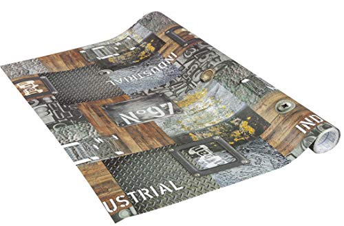 Venilia 54886-Lámina adhesiva para garaje (aspecto industrial, 0,35 mm de grosor), diseño con estampado, color gris, 45 cm x 2 m