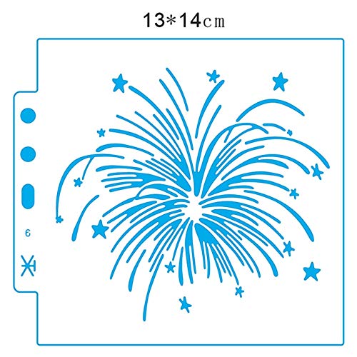 Venta al por mayor Fireworks shield DIY cake scrapbook stencils Hollow Adornos impresión de encaje gobernante Día de San Valentín