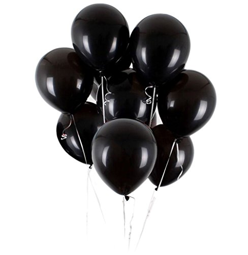 Vercrown 100 Piezas Negro Globos de 12 Pulgadas 2.8g/pc Color Brillante Globos de látex para la Fiesta de cumpleaños del Aniversario de Boda