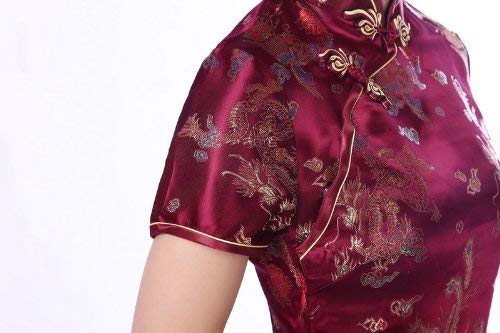 Vestido De Fiesta Las Las De Señoras De Mujeres Mode De Marca De La Vendimia Estilo ETNO Cheongsam Qipao Vestido De Noche Chino De Manga Corta con Cuello Alto Estampado Floral Vestidos De Tubo