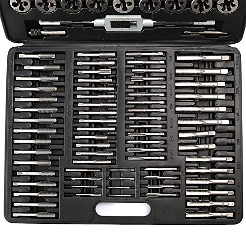 VEVOR Terrajas de Roscar, Conjunto Popular de 110 Piezas, Terrajas y Machos de Roscar de Acero al Tungsteno, Juego Terrajas y Machos con Llave Inglesa Ajustable, Herramientas para Roscar Métrica