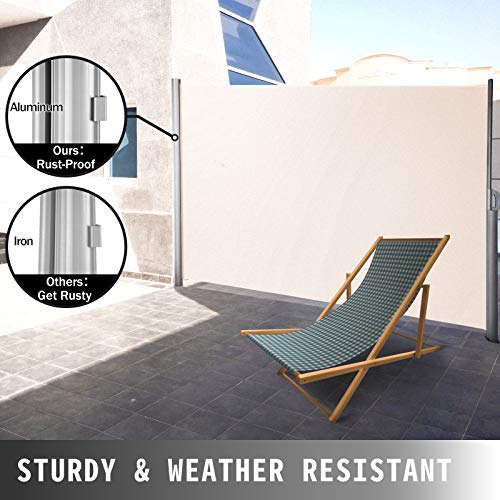 VEVOR Toldo Solar Retráctil, Pantalla de Alta Privacidad 160X300cm,Toldo Lateral de Aluminio Separador Retráctil Terraza, para Patio Jardín