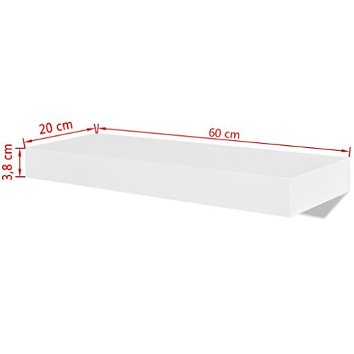 vidaXL 2X Estantes Exhibidores Flotantes Tablero DM Blanco Baldas Libros DVD