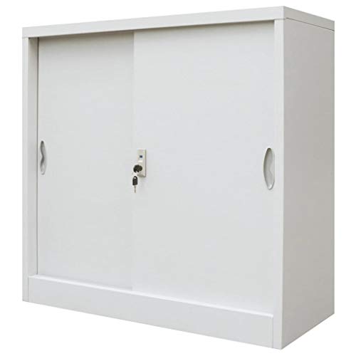 vidaXL Armario 90x40x90 cm Gris Puertas Correderas Oficina Almacenaje Orden