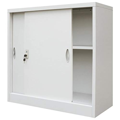 vidaXL Armario 90x40x90 cm Gris Puertas Correderas Oficina Almacenaje Orden