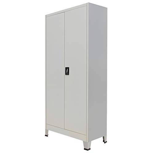 vidaXL Armario Puertas Gris 90x40x180 cm Casillero Taquilla Mueble Organizador