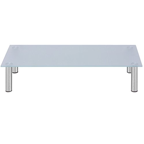 vidaXL Elevador de Monitor/Soporte de TV 80x35x17 cm Cristal Blanco