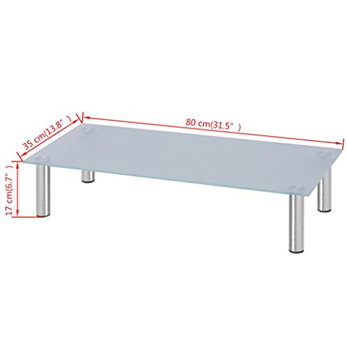 vidaXL Elevador de Monitor/Soporte de TV 80x35x17 cm Cristal Blanco
