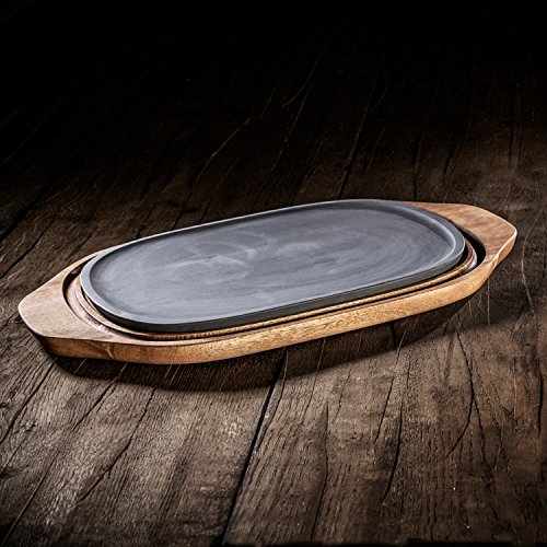 Villeroy & Boch BBQ Passion Plato para comida fría y caliente, 2 piezas, Porcelana Premium/Madera de acacia