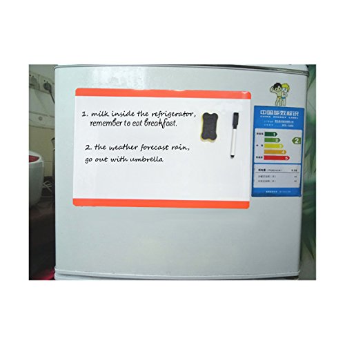 Villexun Pizarra Blanca magnética A4 de borrado en seco Imán para Nevera Flexible Grande Agenda Notas Pizarra Blanca con imán Pizarra con rotulador para Puerta de frigorífico (Lado Largo) (Negro)