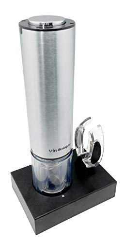 Vin Bouquet Compact FID 003 Sacacorchos Electrico Deluxe, Incluye degollador Base y Cargador, Manganese Steel & ABS, Plata y Negro, 21 x 33.5 x 6.5 cm