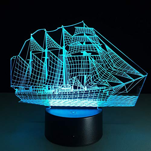 Vintage Antiguo Vela mar Barco Barco luz Cambio de Color ilusión Noche luz Mesa Escritorio decoración iluminación Nave Espacial