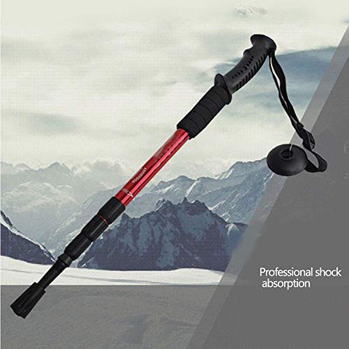 Vipithy Caña Recta Portátil Trekking Pole 6065 Aluminio Ultraligero Útil Hgy (Rojo)