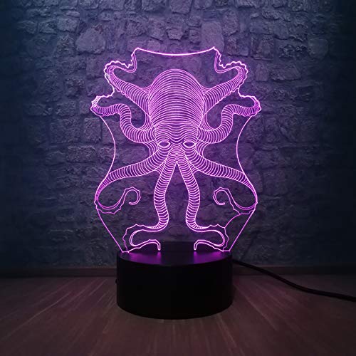 Vivid 3D Animal Octopus Cuttlefish USB LED Lamp Underwater World Fish 7 colores Change Night Light Desk Lamp Decor Kids Gift