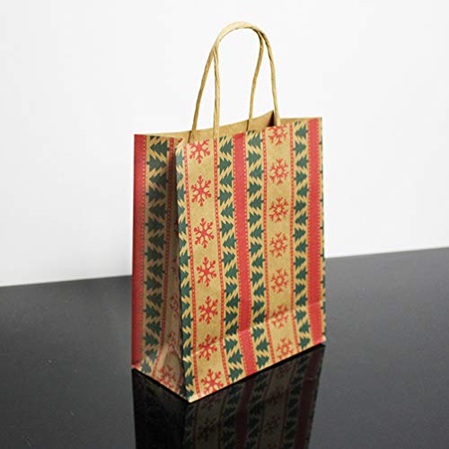 Vosarea Bolsa de papel kraft 20 piezas impresión bolsas de la compra creativas portátiles tote caja regalo bombonera bolsa para panadería tienda de casa (estilo mixto)