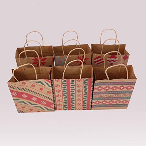 Vosarea Bolsa de papel kraft 20 piezas impresión bolsas de la compra creativas portátiles tote caja regalo bombonera bolsa para panadería tienda de casa (estilo mixto)
