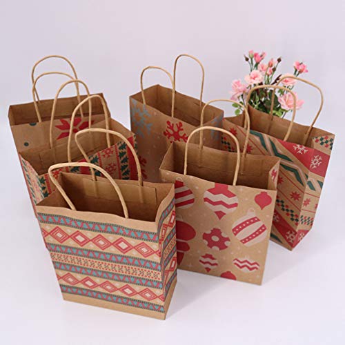 Vosarea Bolsa de papel kraft 20 piezas impresión bolsas de la compra creativas portátiles tote caja regalo bombonera bolsa para panadería tienda de casa (estilo mixto)
