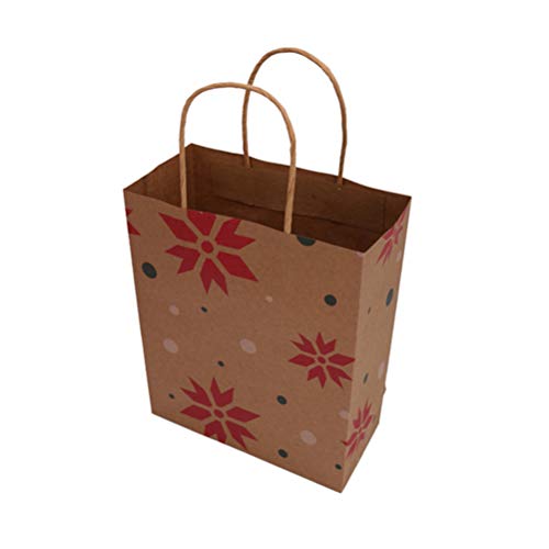 VOSAREA Bolsa de papel kraft de 20 piezas de impresión bolsas de compra creativas portátiles bolsa de embalaje de totalizador bolsa de regalo para panadería tienda de hogar (estilo mixto)