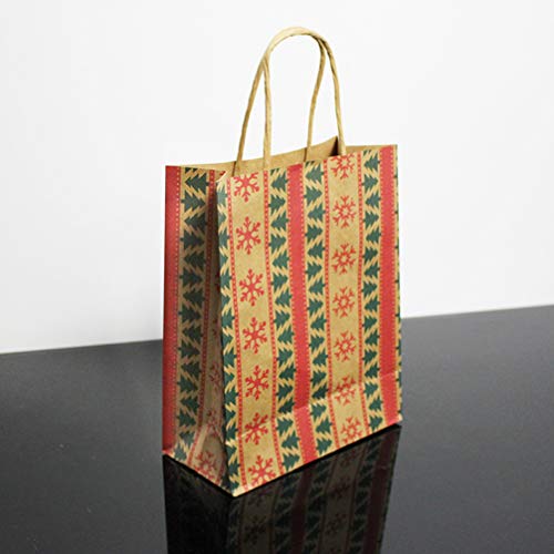 VOSAREA Bolsa de papel kraft de 20 piezas de impresión bolsas de compra creativas portátiles bolsa de embalaje de totalizador bolsa de regalo para panadería tienda de hogar (estilo mixto)