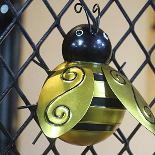 Vosarea - Decoración de pared de metal, diseño de abeja de abeja para jardín, interior y exterior, tamaño S (dorado), hierro, Dorado, talla L