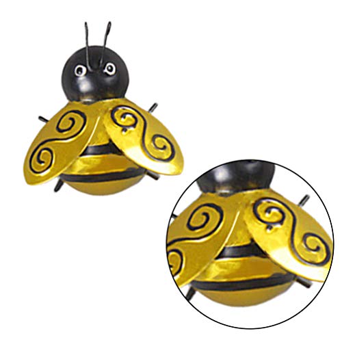 Vosarea - Decoración de pared de metal, diseño de abeja de abeja para jardín, interior y exterior, tamaño S (dorado), hierro, Dorado, talla L
