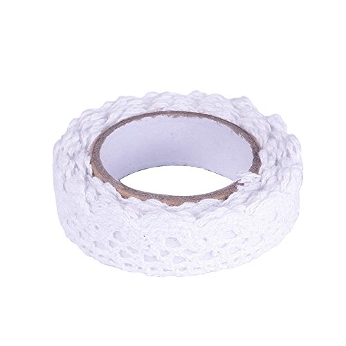 Wady DIY Cinta adhesiva de encaje Washi cinta de algodón para decoración de manualidades (blanco)