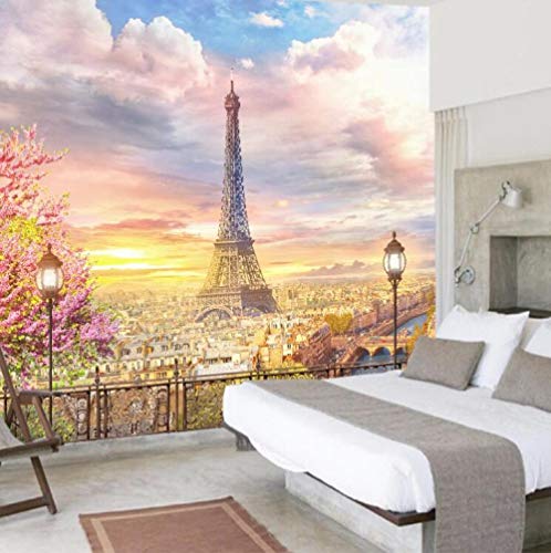WAFJJ Papel Pintado Piedras 3D Torre eiffel Tamaño:W200XH175 CM Fotomurales Muro alquería Sala Living Dormitorio Oficina