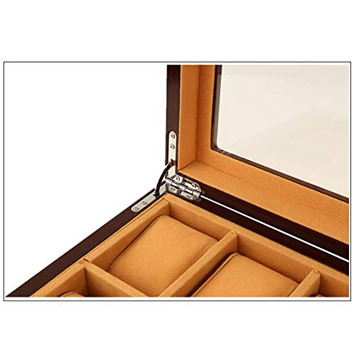 Watch storage box Tiene Capacidad para 20 Relojes, Vitrina Dos Pisos de Madera con Techo Transparente de Vidrio y Cerradura de Seguridad