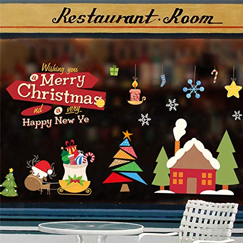 WEIPENG Árbol Festival Decoración Pegatinas De Pared para Habitaciones De Niños Decoración De Ventanas Tatuajes De Pared De Navidad Arte Mural De PVC